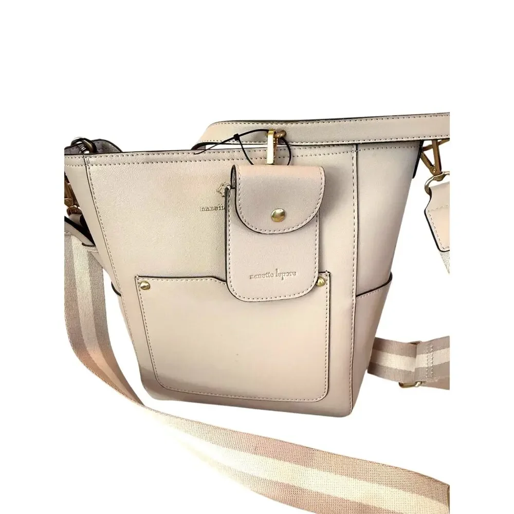 Nanette Lepore Leather Crossbody Tote Adjustable Strap Mini Pouch $148